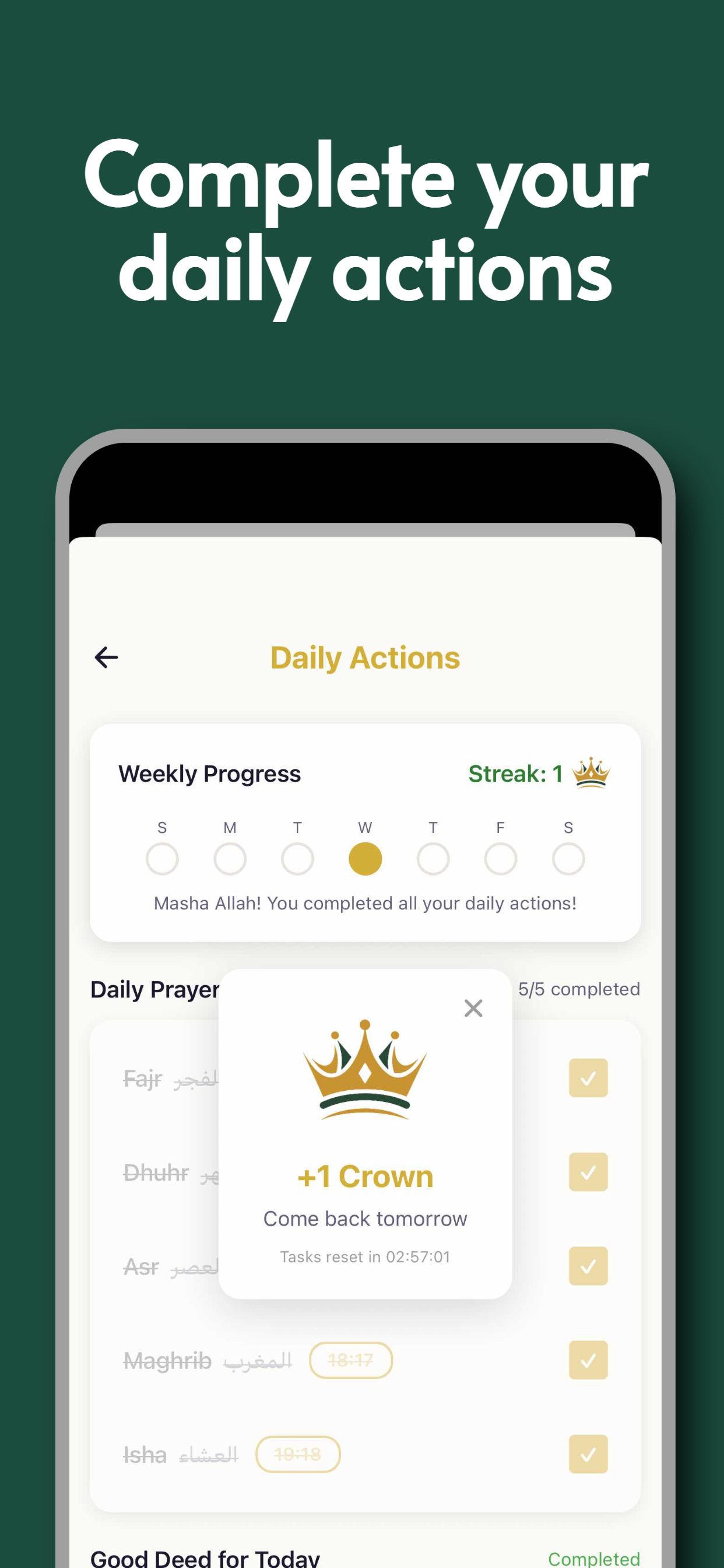 Complete your daily actions